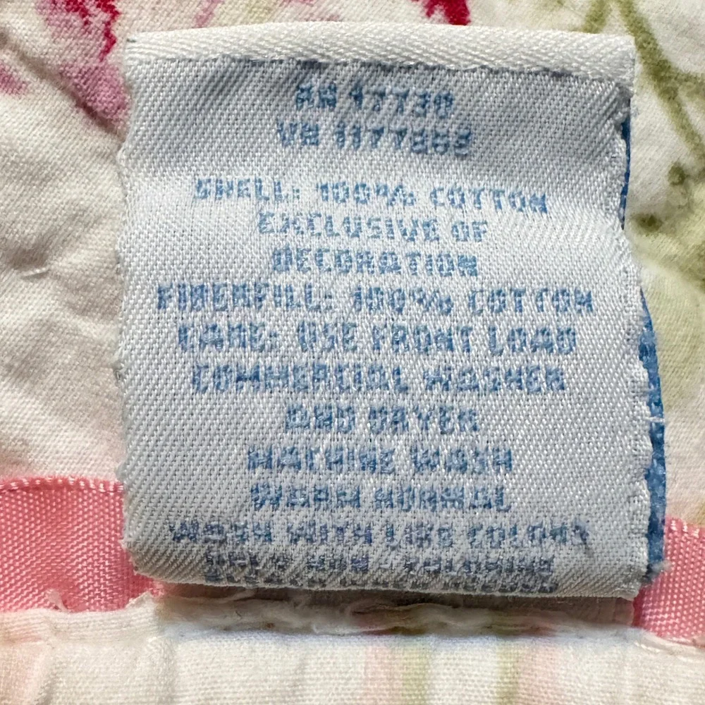 Simply Shabby Chic Dainty Floral Stripe  Reversible Cotton Quilt Pink Satin Trim
